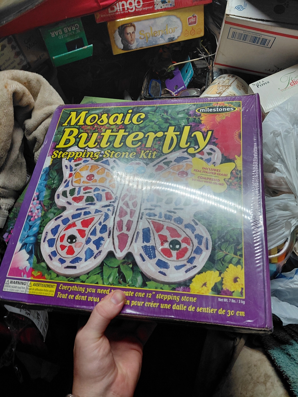 Mosaic Butterfly Stepping Stone Kit - Purple Packaging, Multicolored Mosaic